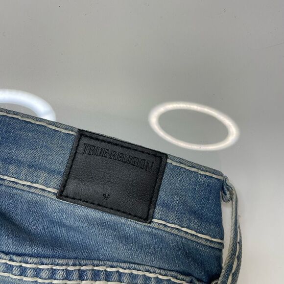 True Religion Cora Mid Rise Straight Denim Jeans Women Size 26 X 32 Neptune Blue - Picture 4 of 12